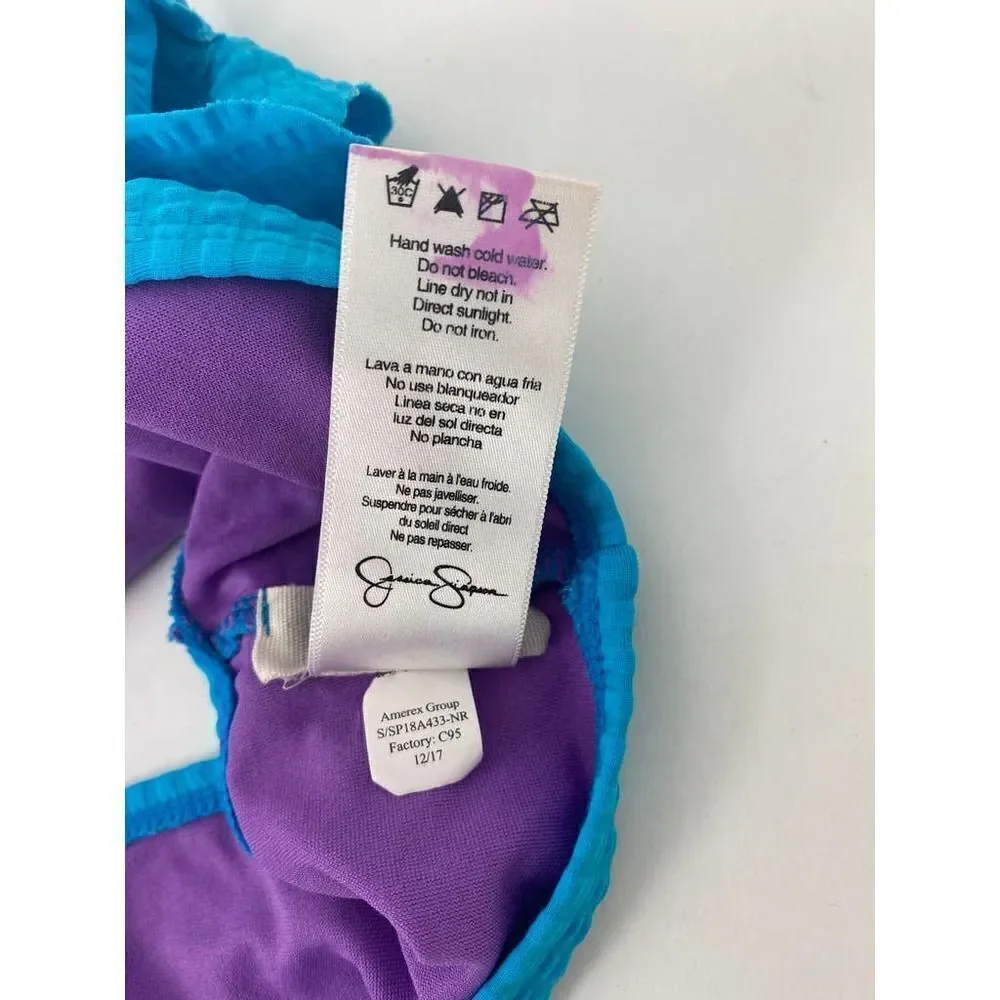 Jessica Simpson Swim Top Blue Purple Halter Swimsuit Top - Girls Size 8